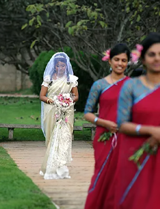 christian bride walking with bridesmaids, wedding photographer in richards town